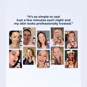Real customers holding the serum, saying it&rsquo;s simple to use
